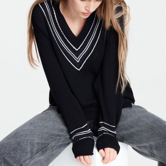 Rag & Bone Varsity Vneck Sweater - Picture 1 of 5